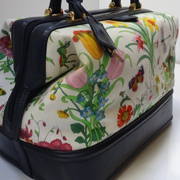 Auth GUCCI Flora Floral Flowers Canvas Leather Speedy Boston Duffel Handbag Bag - Picture 3 of 16